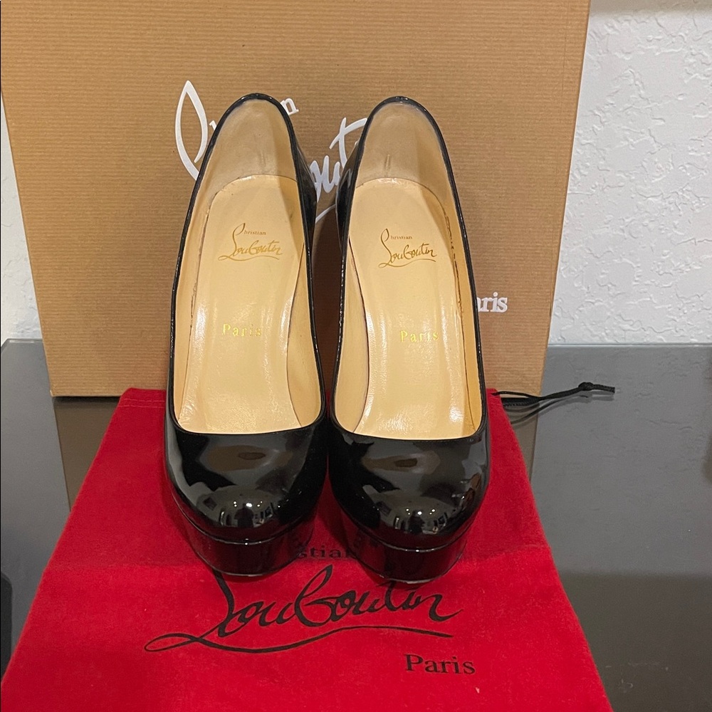 Christian Louboutin Black Patent Leather Heels - Picture 2 of 7